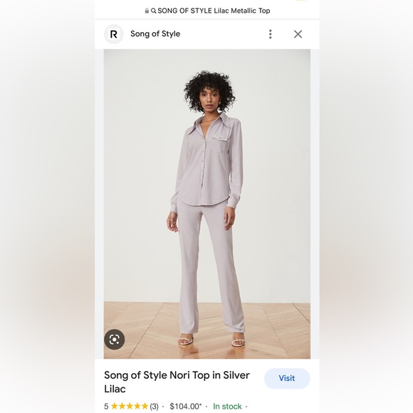 NWOT SONG OF STYLE Revolve Lilac Metallic Top Sz S - Picture 7 of 7